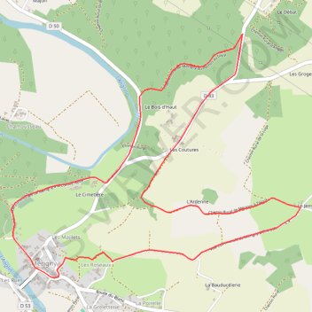 Itinéraire Petit circuit de Mérigny, distance, dénivelé, altitude, carte, profil, trace GPS