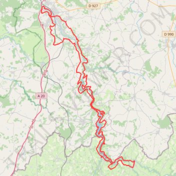 Itinéraire GR® de Pays Val de Creuse, distance, dénivelé, altitude, carte, profil, trace GPS