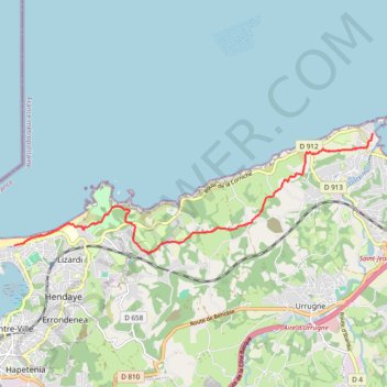 Itinéraire Socoa - Hendaye, distance, dénivelé, altitude, carte, profil, trace GPS