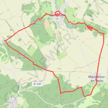 Itinéraire Genainville (site archéologique) (95), distance, dénivelé, altitude, carte, profil, trace GPS