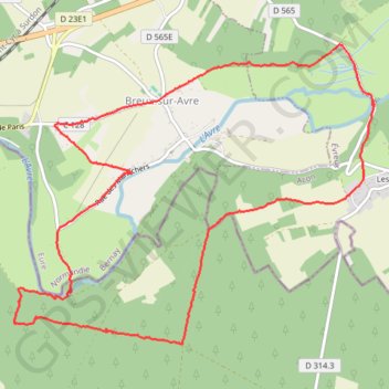 Itinéraire Entre Acon et Breux, distance, dénivelé, altitude, carte, profil, trace GPS