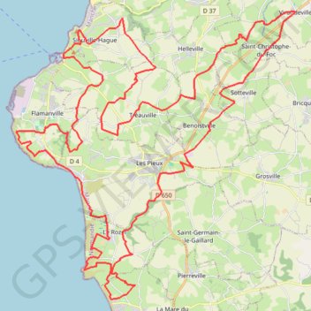 Itinéraire La Garde aux Sioux - Siouville-Hague, distance, dénivelé, altitude, carte, profil, trace GPS