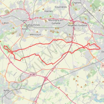 Itinéraire Au mémorial national du Canada à Vimy, distance, dénivelé, altitude, carte, profil, trace GPS