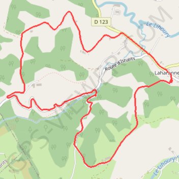 Itinéraire Le circuit d'Orègue - Laharanne, distance, dénivelé, altitude, carte, profil, trace GPS