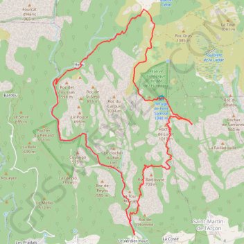 Itinéraire Gorges d'héric, distance, dénivelé, altitude, carte, profil, trace GPS