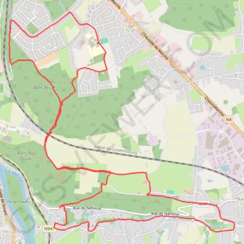 Itinéraire Boucle depuis Namur, distance, dénivelé, altitude, carte, profil, trace GPS