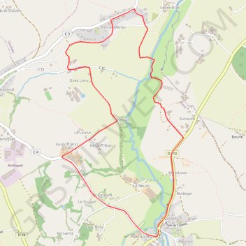 Itinéraire Pont-du-Châtel, distance, dénivelé, altitude, carte, profil, trace GPS