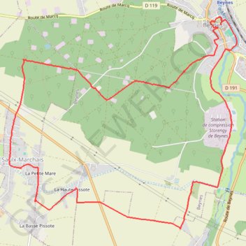 Itinéraire De Saulx-Marchais à Beynes (78 - Yvelines), distance, dénivelé, altitude, carte, profil, trace GPS