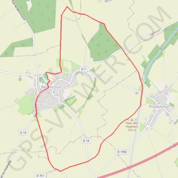 Itinéraire Le sentier de Ch'tiot Vélu - Bertincourt, distance, dénivelé, altitude, carte, profil, trace GPS