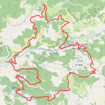 Itinéraire Saint Laurent Vaux - Yzeron - Py Froid, distance, dénivelé, altitude, carte, profil, trace GPS