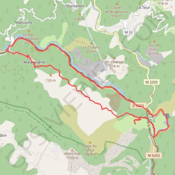 Itinéraire Rando malaussene fenouillet, distance, dénivelé, altitude, carte, profil, trace GPS