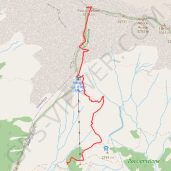 Itinéraire Rochemelon, distance, dénivelé, altitude, carte, profil, trace GPS