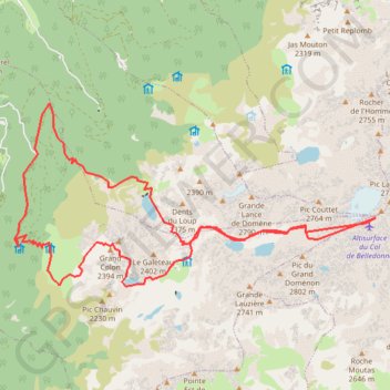 Itinéraire Boucle depuis Freydieres, distance, dénivelé, altitude, carte, profil, trace GPS