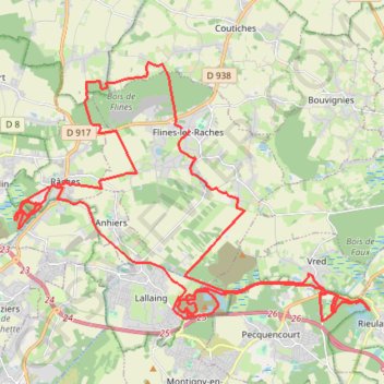 Itinéraire La rando des Renards des Sables - Flines-les-Raches, distance, dénivelé, altitude, carte, profil, trace GPS