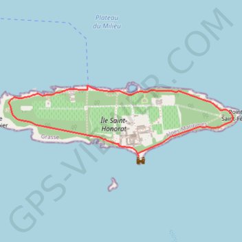 Itinéraire Île Saint-Honorat, distance, dénivelé, altitude, carte, profil, trace GPS