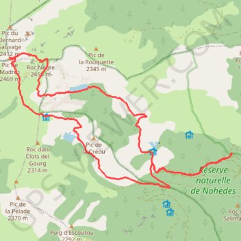 Itinéraire Nohèdes (Monteillà) - Pic de Madrès, distance, dénivelé, altitude, carte, profil, trace GPS