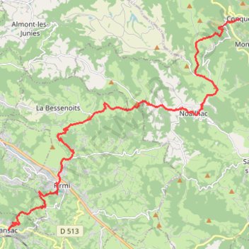 Itinéraire Conques-Cransac, distance, dénivelé, altitude, carte, profil, trace GPS