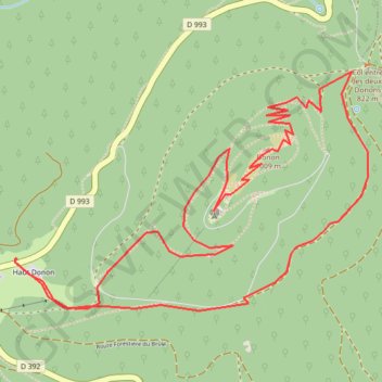 Itinéraire Raquette au Donon, distance, dénivelé, altitude, carte, profil, trace GPS