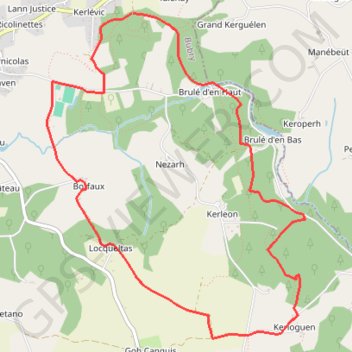 Itinéraire La vallée du Blavet - Le circuit de Brandifrout, distance, dénivelé, altitude, carte, profil, trace GPS