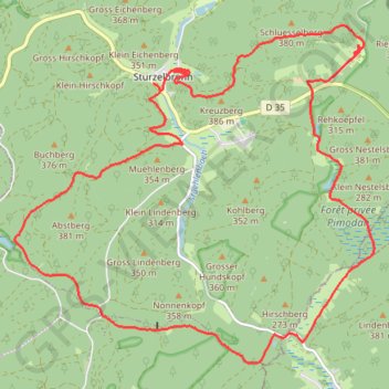 Itinéraire La Main du Prince - Sturzelbronn, distance, dénivelé, altitude, carte, profil, trace GPS