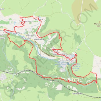 Itinéraire Salles la source, distance, dénivelé, altitude, carte, profil, trace GPS