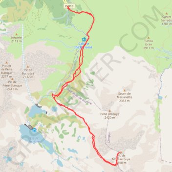 Itinéraire Pic de Montarrouye, distance, dénivelé, altitude, carte, profil, trace GPS