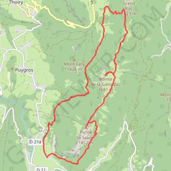 Itinéraire Pic de la Sauge et pointe de la Galoppaz, distance, dénivelé, altitude, carte, profil, trace GPS