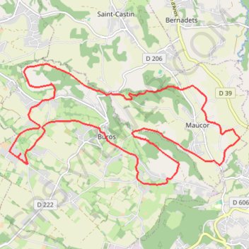 Itinéraire Buros - Maucor, distance, dénivelé, altitude, carte, profil, trace GPS