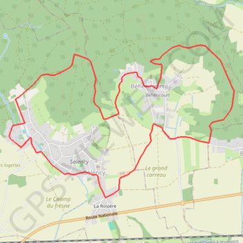 Itinéraire Salency de la Rosière, distance, dénivelé, altitude, carte, profil, trace GPS