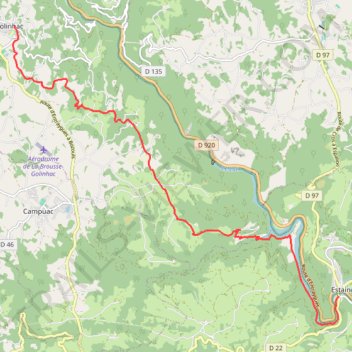 Itinéraire Estaing > Golinhac, distance, dénivelé, altitude, carte, profil, trace GPS