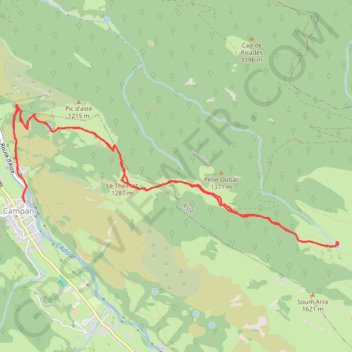 Itinéraire Cabane du Lhéris depuis Campan, distance, dénivelé, altitude, carte, profil, trace GPS