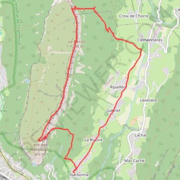 Itinéraire Néron - traversée S-N, distance, dénivelé, altitude, carte, profil, trace GPS