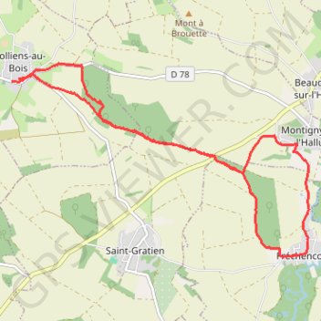 Itinéraire Rando sur Molliens au bois, distance, dénivelé, altitude, carte, profil, trace GPS