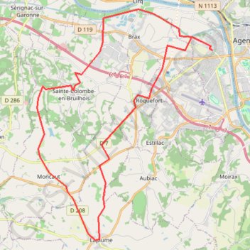 Itinéraire Le passage / steColombe / Moncaut /La plume, distance, dénivelé, altitude, carte, profil, trace GPS