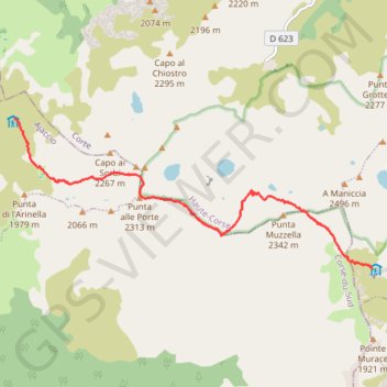 Itinéraire Du refuge de Manganu au refuge de Petra Piana, distance, dénivelé, altitude, carte, profil, trace GPS