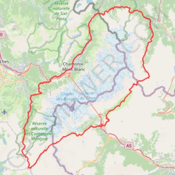 Itinéraire Tour du Mont blanc, distance, dénivelé, altitude, carte, profil, trace GPS