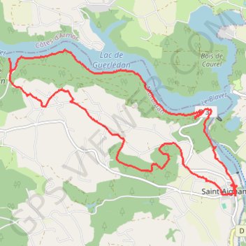 Itinéraire Lac de Guerlédan rive sud - Saint-Aignan, distance, dénivelé, altitude, carte, profil, trace GPS