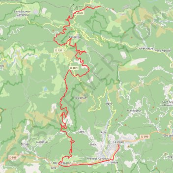 Itinéraire Descente de l'Aigoual - Le Vigan, distance, dénivelé, altitude, carte, profil, trace GPS