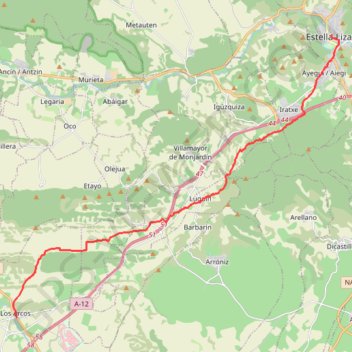 Itinéraire S6-3 Estrella - Los Arcos, distance, dénivelé, altitude, carte, profil, trace GPS