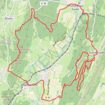 Itinéraire Boucle VTT depuis Simandre-sur-Suran, distance, dénivelé, altitude, carte, profil, trace GPS