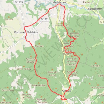 Itinéraire Trail-Portes-Begude-15km, distance, dénivelé, altitude, carte, profil, trace GPS