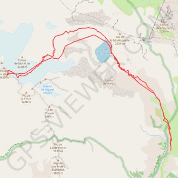 Itinéraire Pointe des arcas, distance, dénivelé, altitude, carte, profil, trace GPS