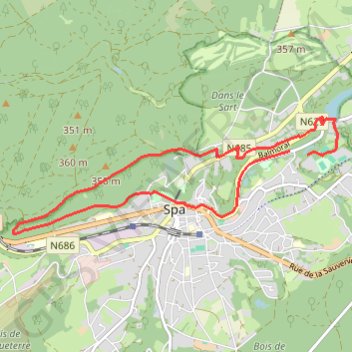 Itinéraire Boucle depuis Spa, distance, dénivelé, altitude, carte, profil, trace GPS