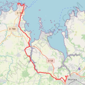 Itinéraire 661 L'Hermitage (Saint-Martin-des-Champs) - 3 Venelle Roc'higou (Roscoff), distance, dénivelé, altitude, carte, profil, trace GPS