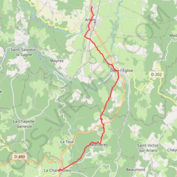 Itinéraire Arlanc - La Chaise Dieu, distance, dénivelé, altitude, carte, profil, trace GPS