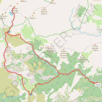 Itinéraire Monte Rotondo, distance, dénivelé, altitude, carte, profil, trace GPS