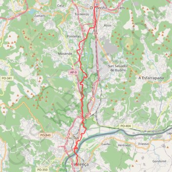 Itinéraire Valença_Porrino-18313560, distance, dénivelé, altitude, carte, profil, trace GPS