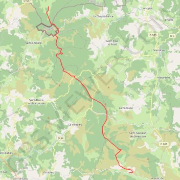 Itinéraire Traversée de la Margeride : étape du Giraldès au Sauvage, distance, dénivelé, altitude, carte, profil, trace GPS