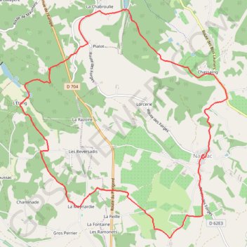 Itinéraire Nailhac - Pialot, distance, dénivelé, altitude, carte, profil, trace GPS