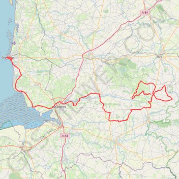 Itinéraire sourdeval_granville_V4, distance, dénivelé, altitude, carte, profil, trace GPS